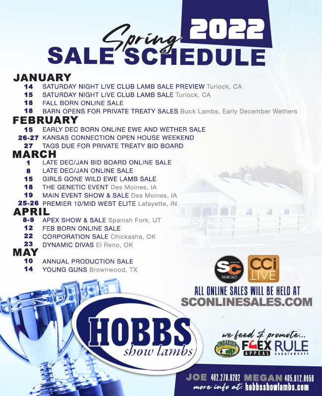 Hobbs 2022 Sales Schedule
